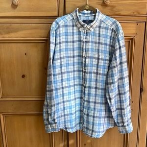 Vineyard Vines Men’s L Large Classic Fit Murray Linen Shirt Blue White Check